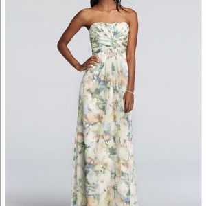 Floral strapless floor length dress